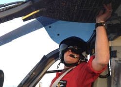 Pilot in helicopter