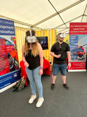 Young people at Devon County Show 2023 trying out the VR headsets
