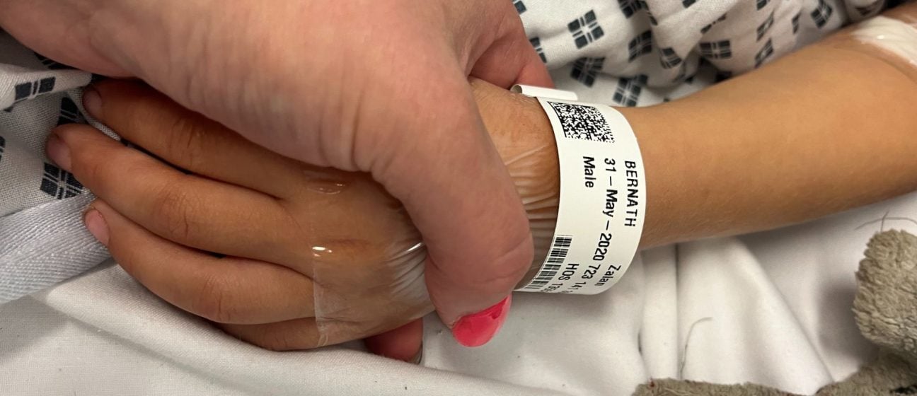 Young Zalan in hospital