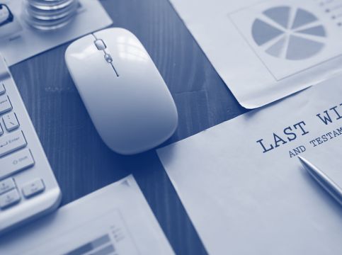 Desktop with paperwork
