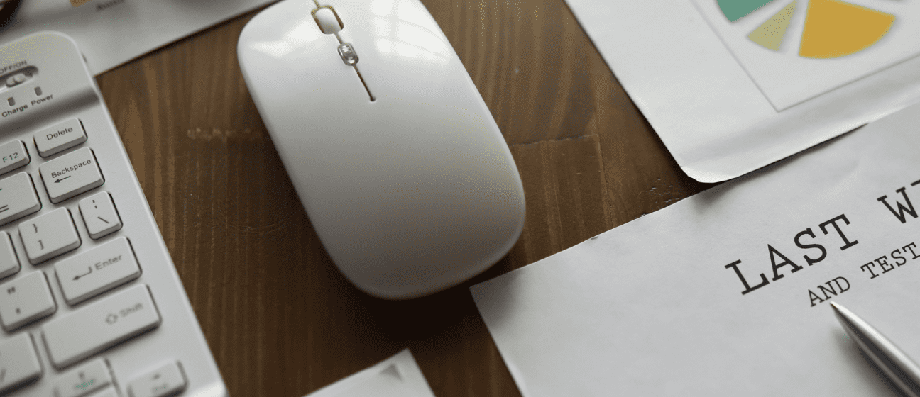 Desktop with paperwork