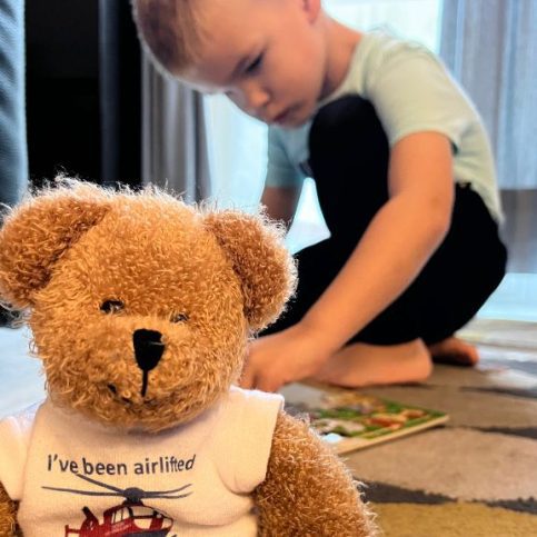 Zalan with his Ambrose Bear soft toy