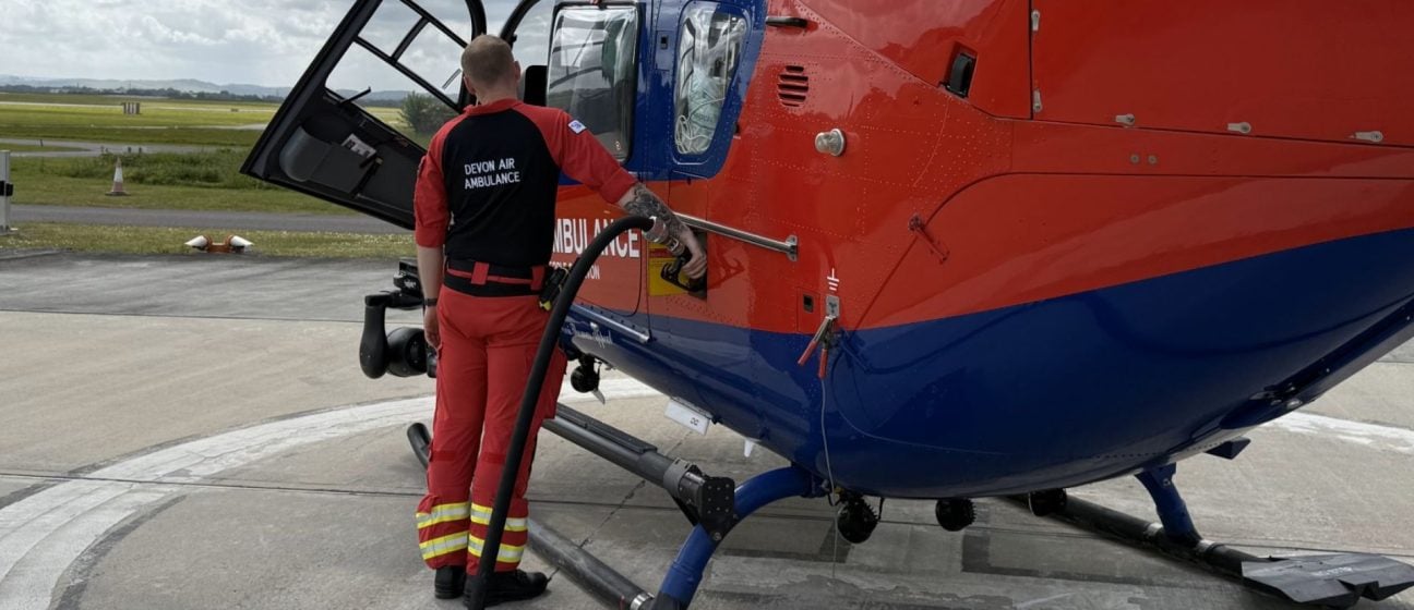 A member of our crew refuels the aircraft