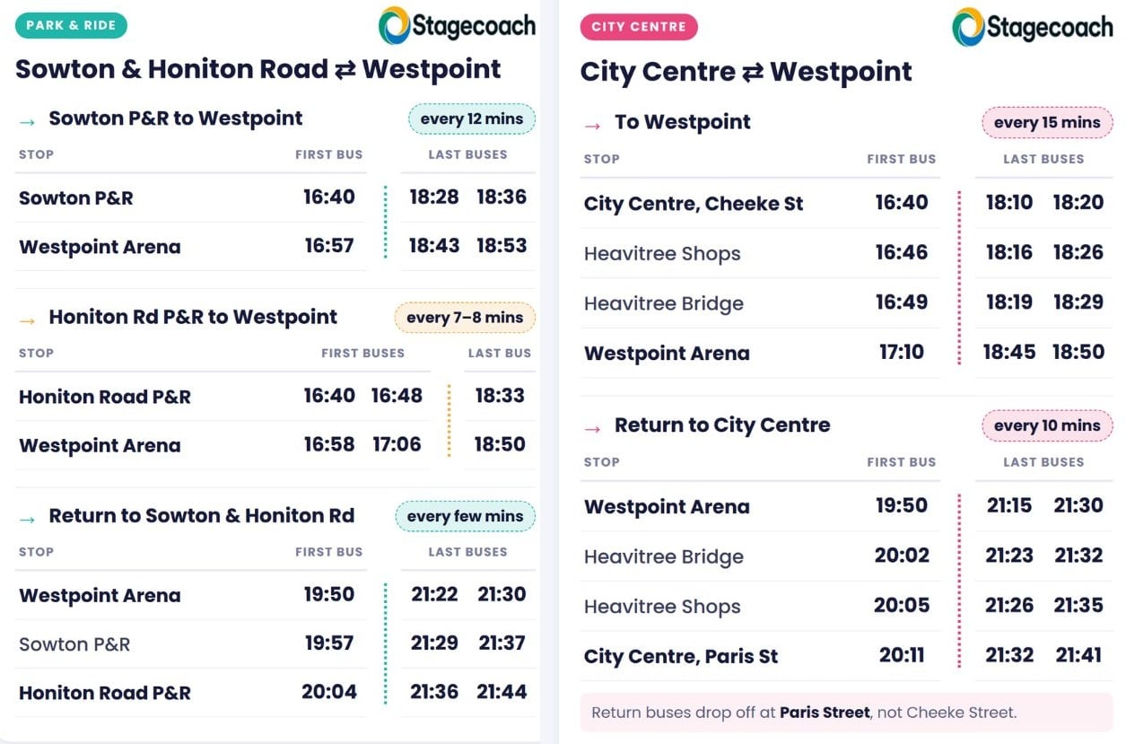 Bus timetables 2026